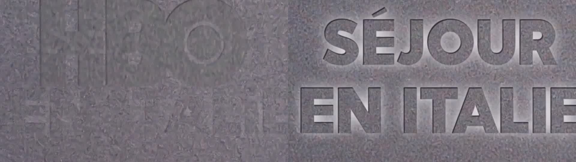 The same moment, three seconds in: take 9 with the HBO mark showing through the static, take 14 with the title surfacing clean